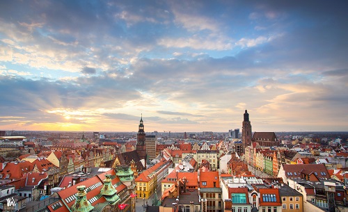 Foto panoramica della città di Breslavia, in Polonia